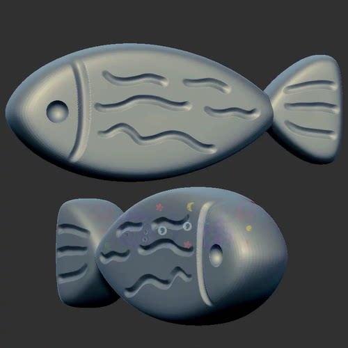 小鱼饼干鱼饼干三维立体图3d打印stl文件圆雕图雕刻机3d模型2697