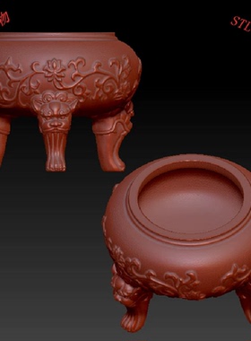三维立体图圆雕图3d打印stl格式香炉、鼎摆件3d模型2801