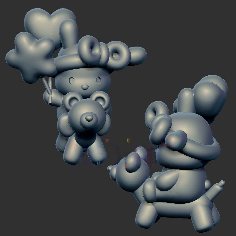 气球小狗帕恰狗三维立体图3d打印stl文件圆雕图雕刻机3d模型2531