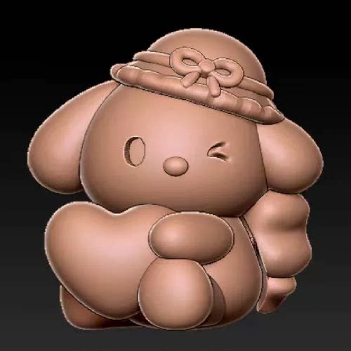 爱心玉桂狗三维立体图圆雕图STL文件雕刻机3D模型