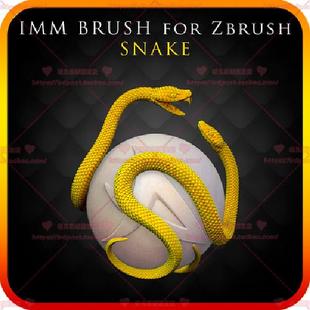 Zbrush网格蛇插入笔刷 zb雕刻  IMM Brush �0�0Snake�0�3 for