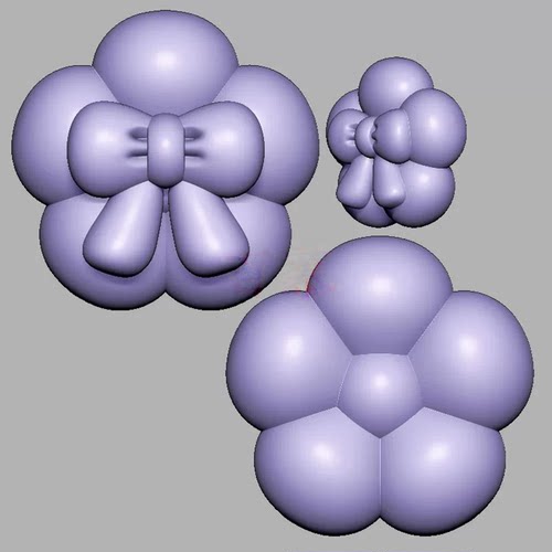 蝴蝶结花朵圆雕图雕刻图纸stl文件五叶花三维立体3d打印模型1595