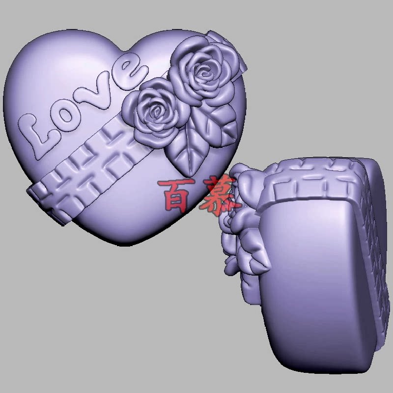 玫瑰花爱心三维立体图圆雕图STL文件雕刻机3D模型2690