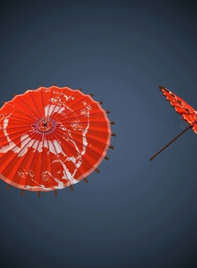 中国风古代油纸伞c4d fbx obj格式红色雨伞模型文件 非实物A488