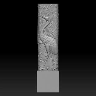 云鹤柱子云柱仿古stl雕刻图obj格式文件圆雕图精雕图数据仿古