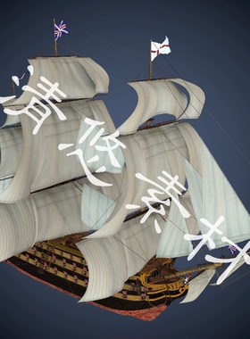 英国名舰胜利号风帆战列舰3dmax c4d fbx帆船木车模型非实物635