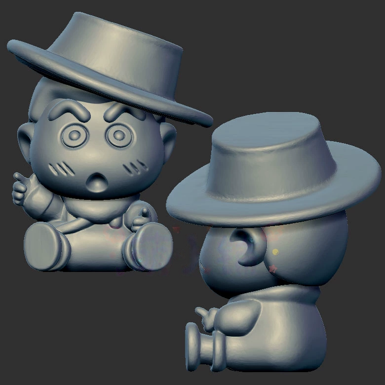 蜡笔小新牛仔三维立体图3d打印stl文件圆雕图雕刻机3d模型2442