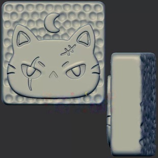 美少女月亮猫牌三维立体图3d打印stl文件圆雕图雕刻机3d模型2383