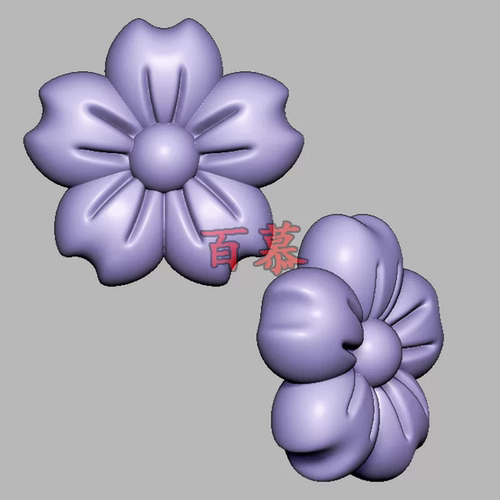 樱花圆雕图雕刻机图纸stl文件花朵花件三维立体图3d模型1752
