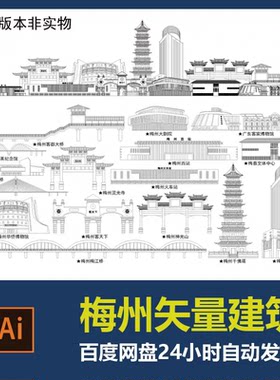 梅州地标建筑剪影梅州标志素材梅州会展背景梅州旅游景点城市素材