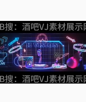 霓虹灯live house空拍待客LOGO素材爆闪卡点酒吧现场爆点C4D工程
