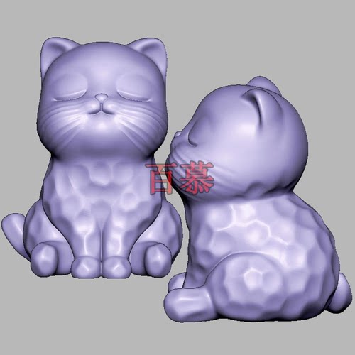 卡通猫小猫三维立体图圆雕图切面猫STL文件雕刻机3D打印模型2540