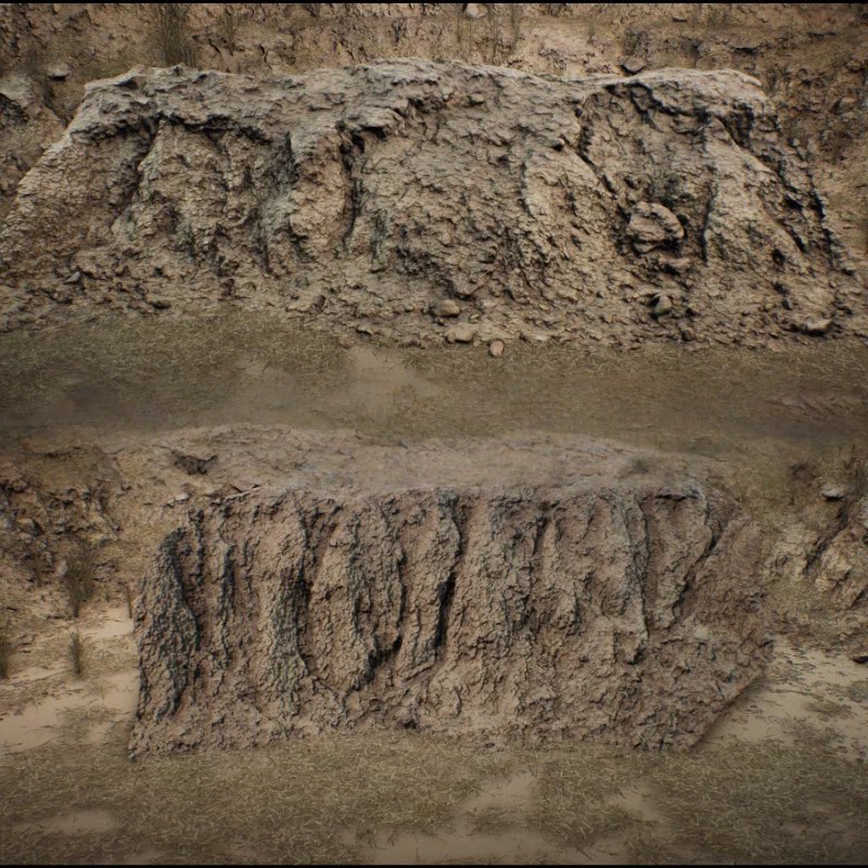 ue5/ue4写实土坡土堆土丘场景土地泥土泥地土墙资产虚幻5模型素材