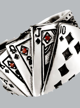 同花顺扑克牌戒指男女个性