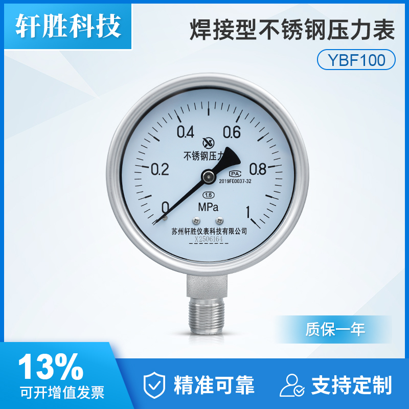 YBF100(H微卡焊接型不锈钢压力表