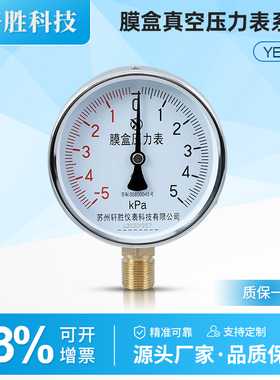 YE100 -5-5kPa 油气回收压力表 燃气压力表 膜盒压力表 苏州轩胜