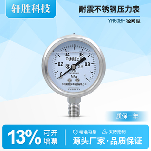 防震防腐耐酸 抗震全不锈钢压力表 1MPa耐震不锈钢压力表 YN60BF