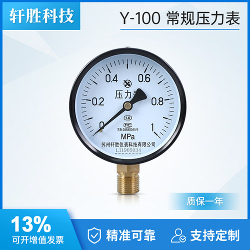 Y100弹簧管压力表