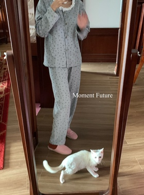 Moment Future灰色小熊加厚保暖秋冬家居服舒适透气睡衣棉男女