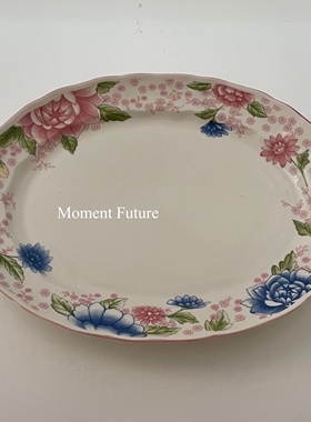 Moment Future陶瓷餐具法式简约意面甜品水果盘中古风花朵鱼盘
