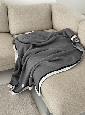 Moment Future毛毯中性冷淡沙发套空调毯盖毯黑白灰拼色四季款毯
