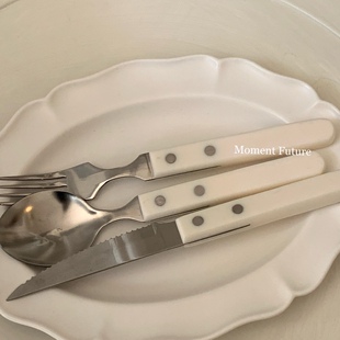 Moment Future韩国ins风象牙白刀叉勺餐具甜品勺水果叉西餐牛排刀