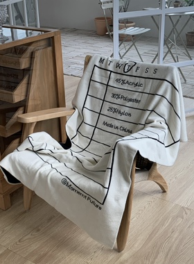 Moment Future简约便签毛毯背景布针织毯秋冬沙发盖毯黑白字母毯