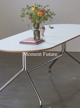 Moment Future中古风电脑桌餐桌不锈钢黄色桌子工作室陈列桌