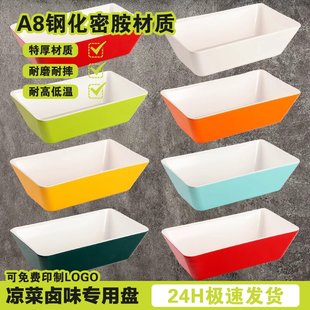 A8熟食盘卤味卤菜展示盘密胺鸭货盘加厚仿瓷双色串串盘凉菜盘商用