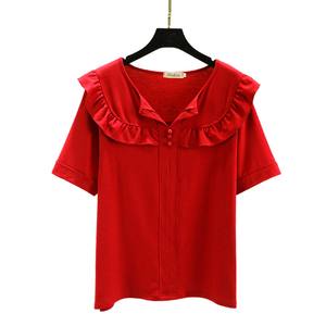 RM16466#新款夏季加肥加大码女装胖妹妹200斤高级感T恤甜美洋气短袖体恤衫