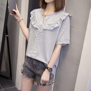 RM16466#新款夏季加肥加大码女装胖妹妹200斤高级感T恤甜美洋气短袖体恤衫