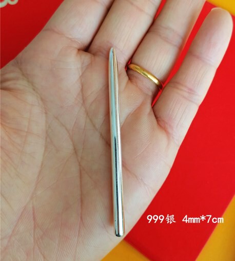 纯手工999银纯银按摩棒实心拔筋通络点穴银棒 鍉针 可定做每只