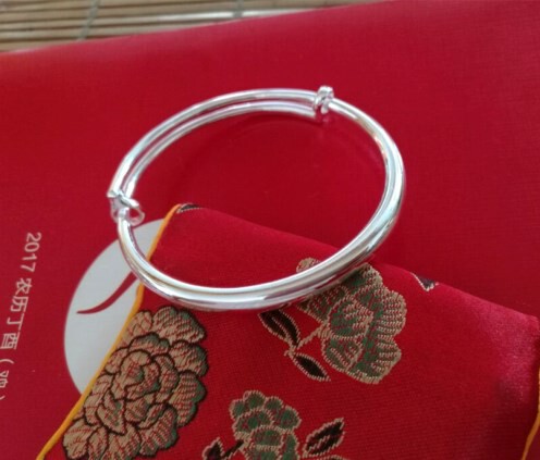 包邮999纯银银手镯 光面实心推拉足银镯  素面经典女款手环45.6克