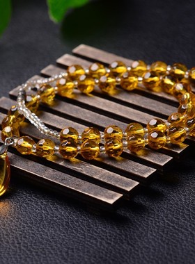 天天特价天然正品黄水晶项链项坠女士情侣款多层宝石水滴切面饰品