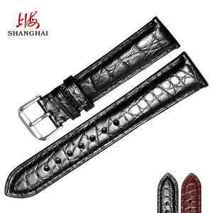 表带男真皮鳄鱼皮机械手表带配件针扣正品代用上海万国天梭欧米茄