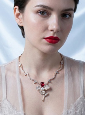 两戴项链女胸针宫廷风高级感彩宝