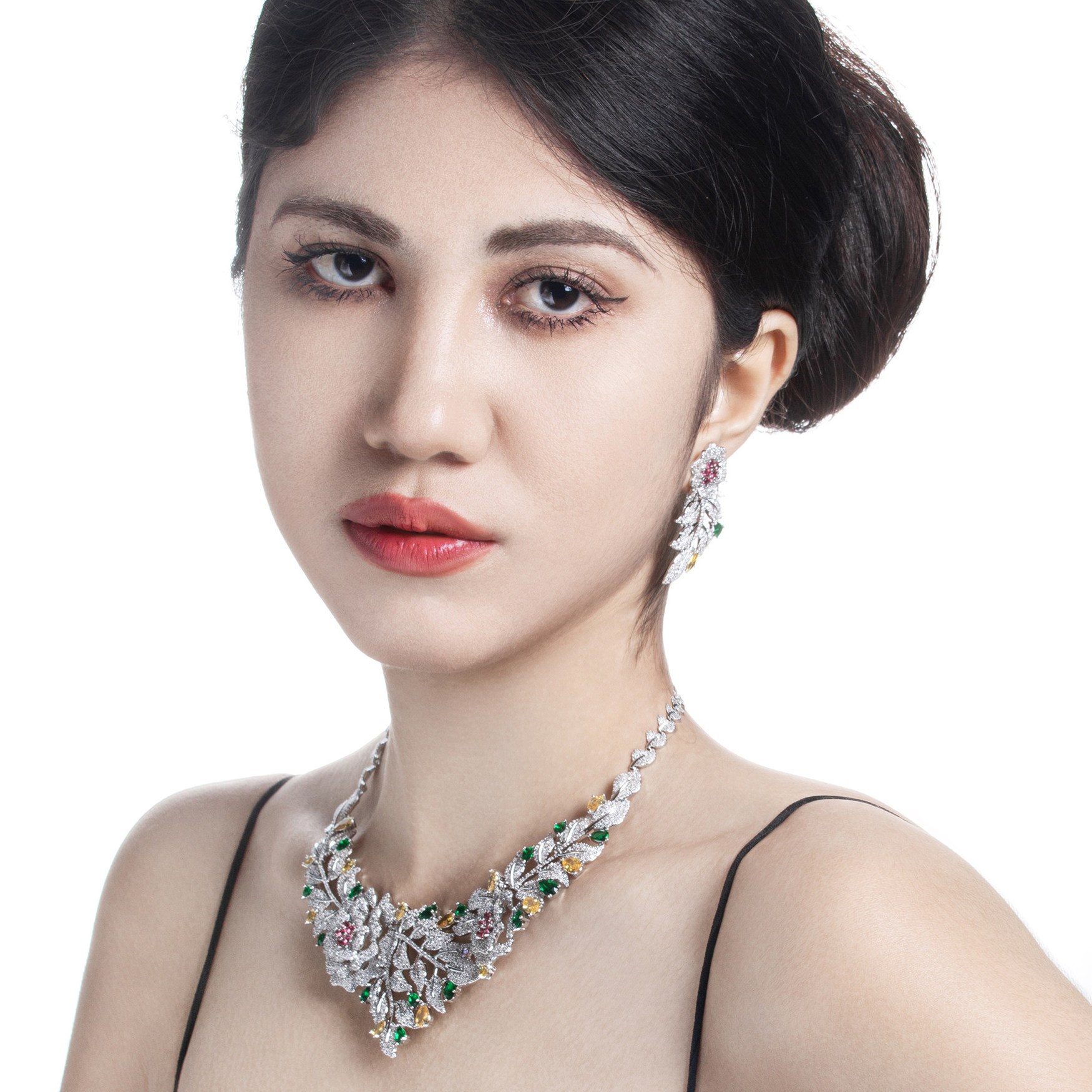项链套装树叶花朵夸张新娘婚配饰