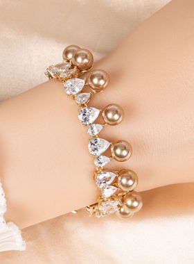 欧美外贸珍珠锆石手链首饰女手镯