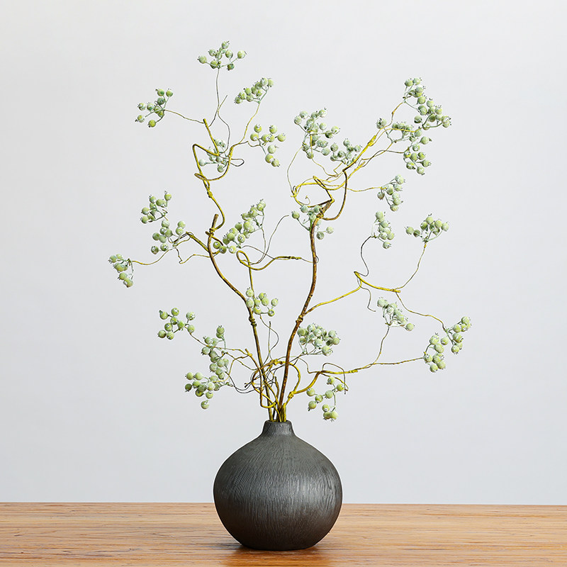 新款仿真室内绿植马桑果侘寂风轻奢写意桌面摆件仿真花艺花瓶装饰