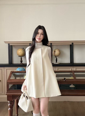 VANE时尚韩系宽松百搭马甲裙2025秋装新款显瘦中长款连衣裙25258