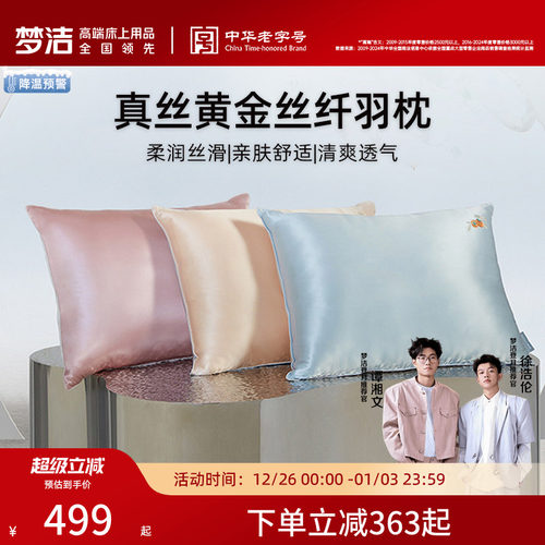 商场同款梦洁家纺蚕丝枕黄金丝枕头真丝枕芯护颈椎助睡眠亲肤