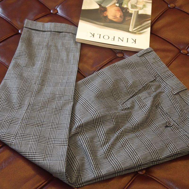 秋冬gssu自制款英伦格翻边西裤