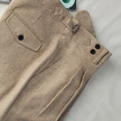 秋冬英伦粗花呢加厚男九分西裤 复古人字纹双褶羊毛巴黎扣长裤 子