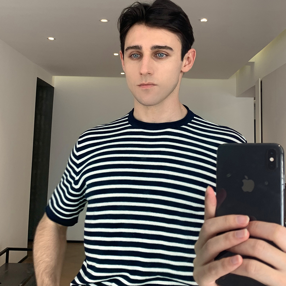 gssu针织海军蓝轻奢都市时尚T恤