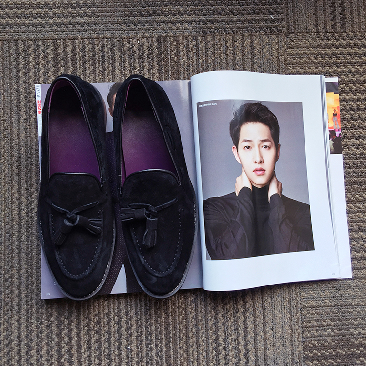 乐福鞋豆豆鞋反绒牛皮流苏套脚