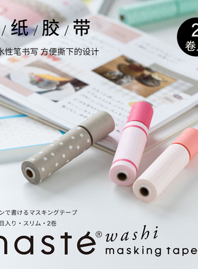 日本marks 水性笔可书写和纸胶带可撕小卷型手帐素材2卷装便签贴