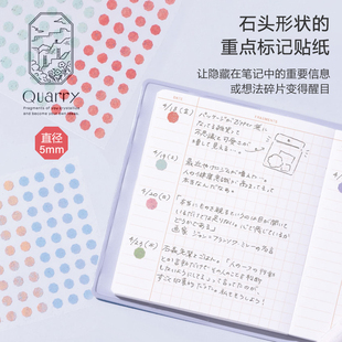 日本IROHA八角形石头形贴纸重点标记分类美文贴72片标签手帐素材