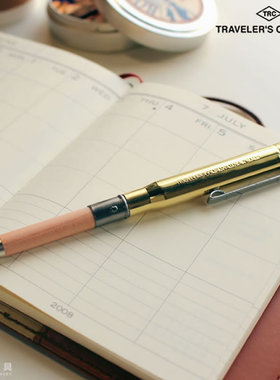 日本TRC Traveler黄铜复古木轴迷你口袋便携圆珠笔brass0.5mm正品