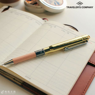 日本TRC Traveler黄铜复古木轴迷你口袋便携圆珠笔brass0.5mm正品