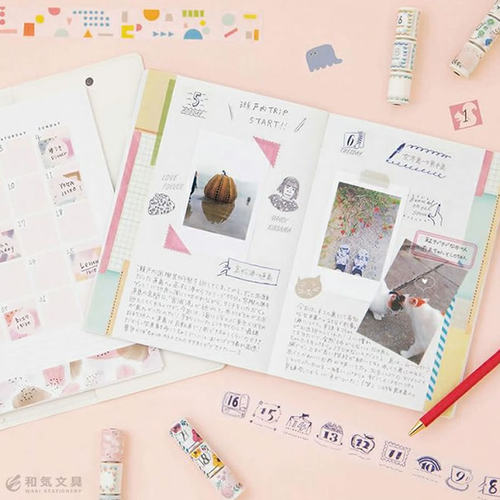 MARKS 可书写数字和纸胶带贴纸3卷便携套装手帐装饰用 不是闷推荐